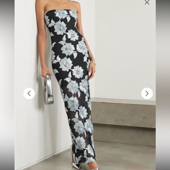 ROTATE BIRGER CHRISTENSEN appliquéd recycled-mesh/satin maxi dress, 36 - Picture 1 of 5